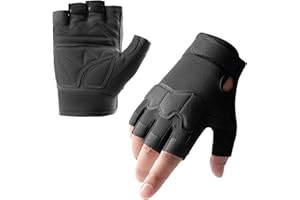 SUJAYU Fingerless Outdoor Gloves for Men Women, Knuckle Protection for Cycling Hiking Bicycle Riding, Motorcycle Gloves for Men Women