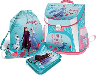 Frozen Anna ELSA Schulranzen Mädchen 1 Klasse Tornister Schulrucksack Schultasche Set 3 tl für Grundschule super leicht ergonomisch und anatomisch // Original Lizenz //