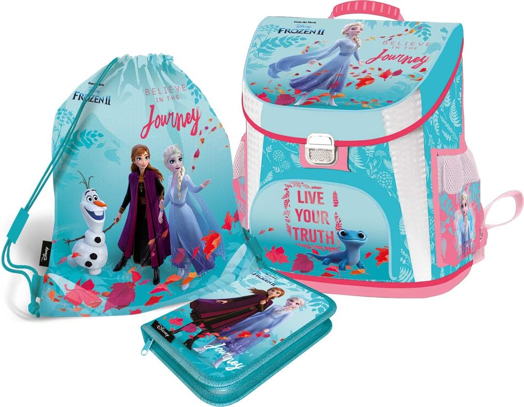 Frozen Anna ELSA Schulranzen Mädchen 1 Klasse Tornister Schulrucksack Schultasche Set 3 tl für Grundschule super leicht ergonomisch und anatomisch // Original Lizenz //