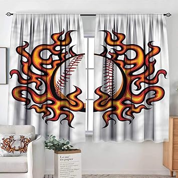 Amazon Com Sports Kids Decor Indo Curtain Drape Baseball With