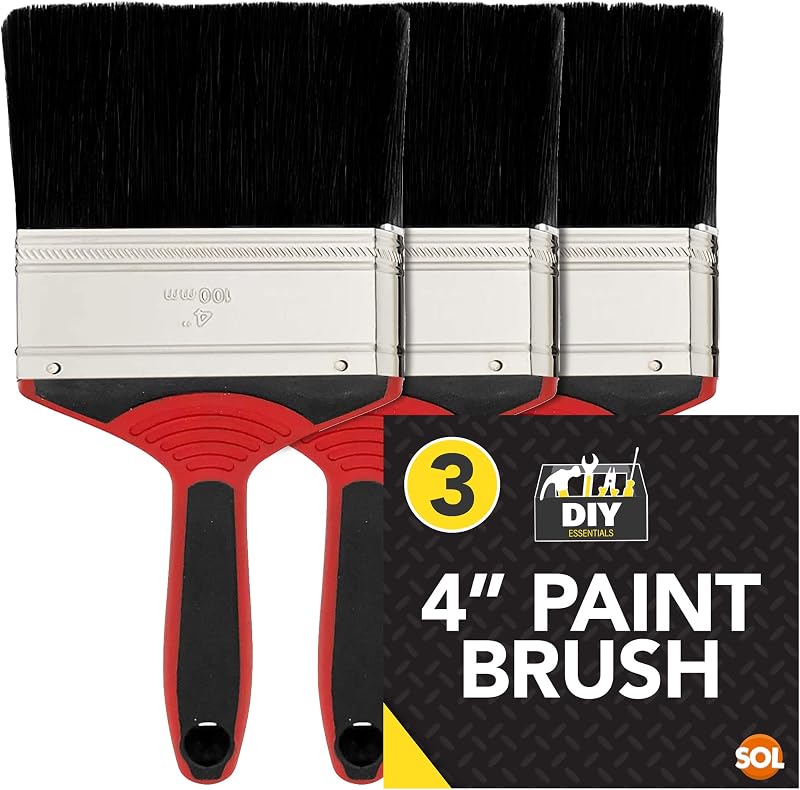 SOL 3pk 4 Inch Paint Brushes – Large Coverage Wall & Exterior Tools