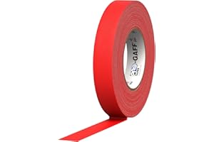 ProTapes 1" Width Pro Gaff Premium Matte Cloth Gaffer's Tape with Rubber Adhesive, 11 Mils Thick, 55 Yds Length, Red (Pack of
