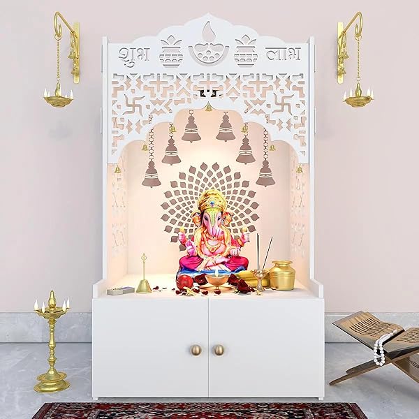 HOMSCAPE DIVINE WOODEN POOJA MANDIR FOR HOME WITH...