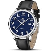 LN LENQIN Mens Watches Easy Read Analog Quartz Waterproof Watch for Men | Sport watch with Date and Soft leather band,3ATM Da