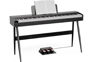 UMOMO 88 Key Weighted Digital Piano, 88 Key Electric Piano for Beginner/Adults with Music Stand, Power Adapter, 3 Pedal, Headphone Jack, Black