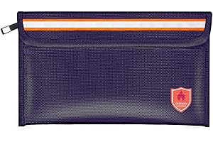 Orikithem Fireproof Document Bag 2200°F/5200°F, 5×8"with Zipper and Reflective Strip,Heat Insulated Fireproof/Waterproof Bag for Cash, Documents and Valuables, Small Blue-2200°F