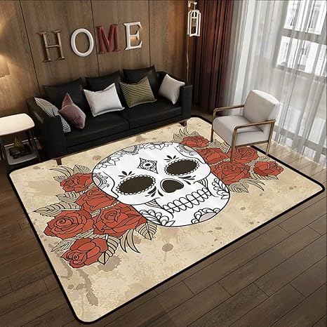 Amazon De Wohnzimmerteppich Totenkopf Skelett Mit Grunge Bowie Symbol Musik Gruselige Grafikkunst Helldunkelblau Turkis Grosse Fussmatten Fur Wohnzimmer 71 X 81 5 W180cm X L210cm Pattern05