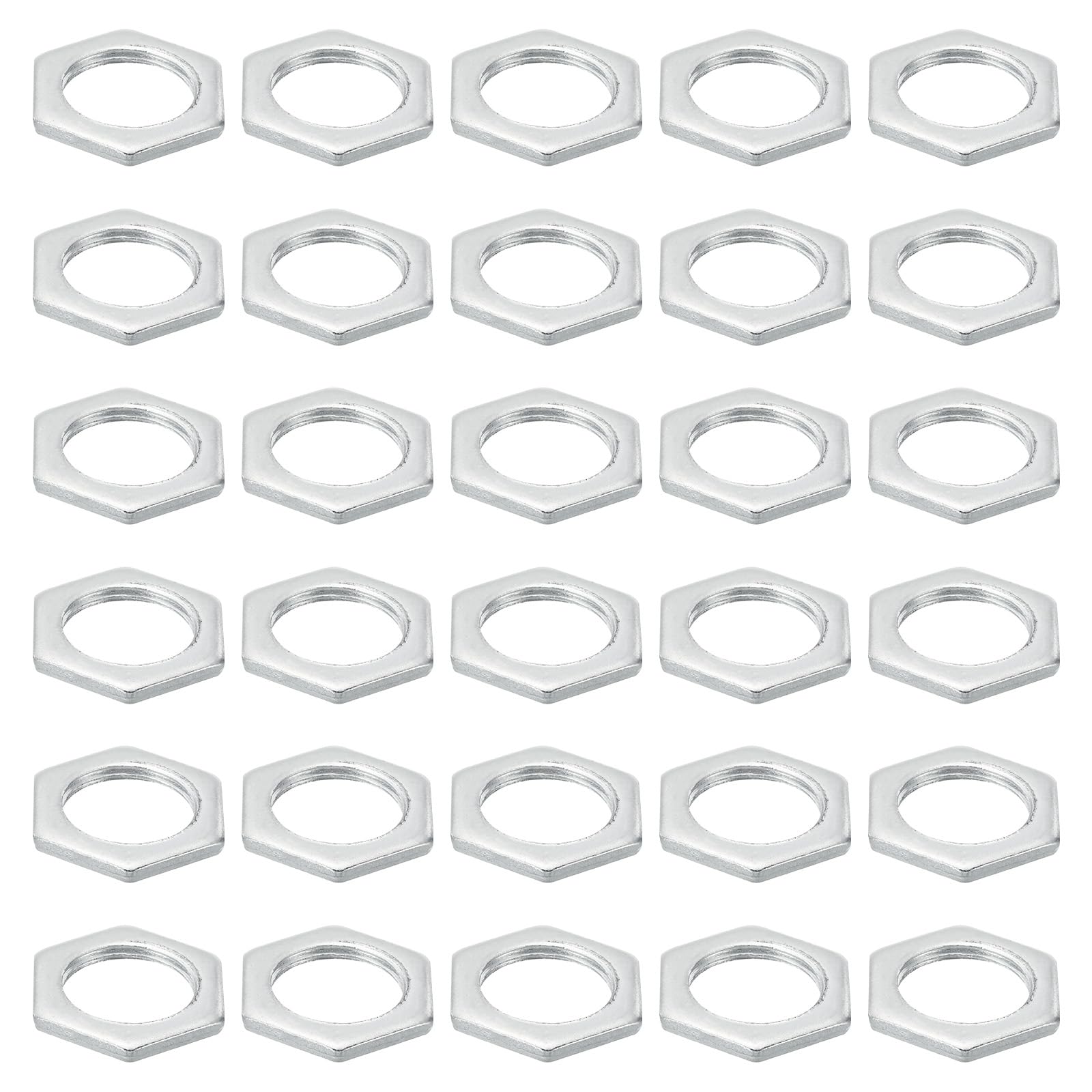 PATIKIL M20x1.5 Steel Hex Nuts, 30 Pack Metric Thread Zinc Plated Finished Hardware Nuts Screw Bolt Fasteners for Lamps Machinery Repair 3mm Height