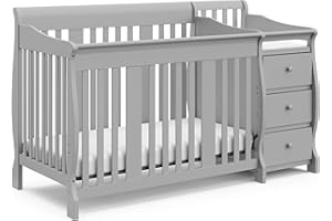 Storkcraft Portofino 4 in 1 Fixed Side Convertible Crib Changer, Easily Converts to Toddler Bed Day Bed or Full Bed, Three Po