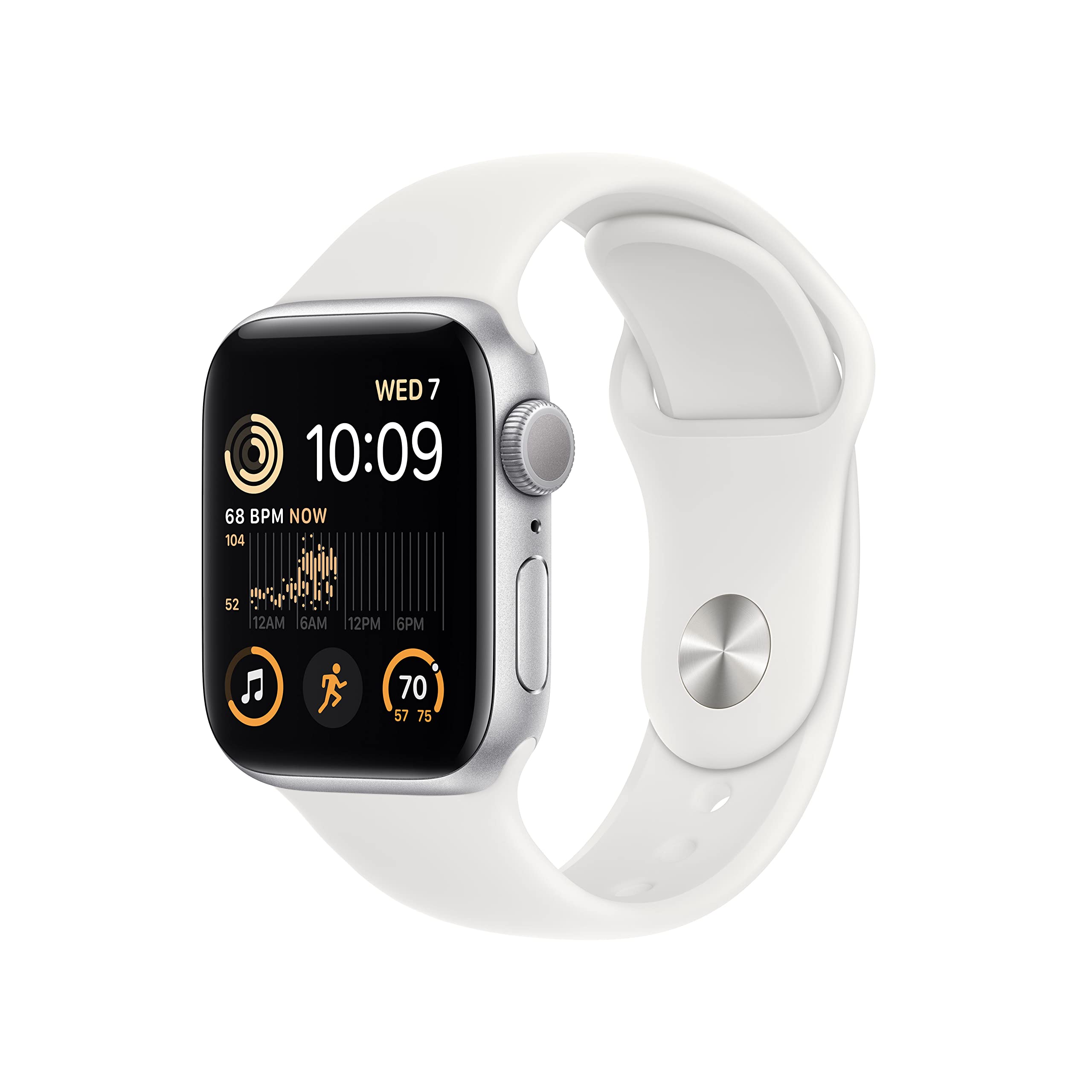Photo 1 of Apple Watch SE (2nd Gen) (GPS, 40mm) - Silver Aluminum Case with White Sport Band, M/L (Renewed)