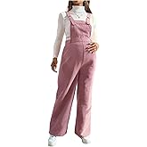 OYOANGLE Women's Corduroy Maternity Overall Outfit Sleeveless Pregnancy Nursing Jumpsuits