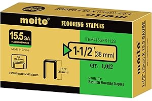 meite 15.5 Gauge Flooring Staples 1-1/2-Inch Length, 1012-Pack for Hardwood Floors, 15.5GA Galvanized Staples, Compatible with Flooring Staplers