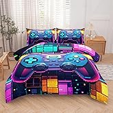 RUPSLO 5 Pieces Geometry Gaming Comforter Set Twin,Gaming Bedding Set for Boys,Twin Kids Bedding Set for Boys,Kids Bedding Set 5 Pieces