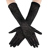 Bencailor Halloween Spiderweb Witch Gloves for Women Black Lace Spider Web Gloves Elbow Long Full Fingers Mesh Cosplay Party Costume