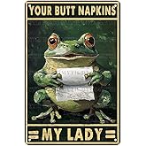 Frog Bathroom Decor Metal Sign Your Butt Napkins My Lady Vintage Tin Sign Frog Bathroom Toilet Shower Decor for Home Restroom 12 * 8inch