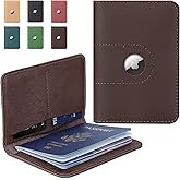 ALLIVE Passport Holder for Travel, Genuine Leather Passport Holder with Airtag Women Men,Passport Cover Wallet Travel Must Haves Airport Essentials,Travel Gifts Brown