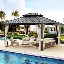 Amazon.com : LUE BONA 12x14 Hardtop Gazebo, Galvanized Steel