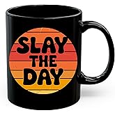 Slay the Day Ceramic Coffee Mug 11oz Positive Motivational Quote - Tea Coffee Mug with Comfortable Grip - Unique Fun Gift Cup for Office or Home - Vibrant Long-Lasting Print ID45211