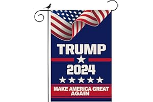 ANOER Premium Donald Trump 2024 Make America Great Again Decorative Garden Flag Double Sided 12 x 18 Inch Outside Yard Lawn Decor