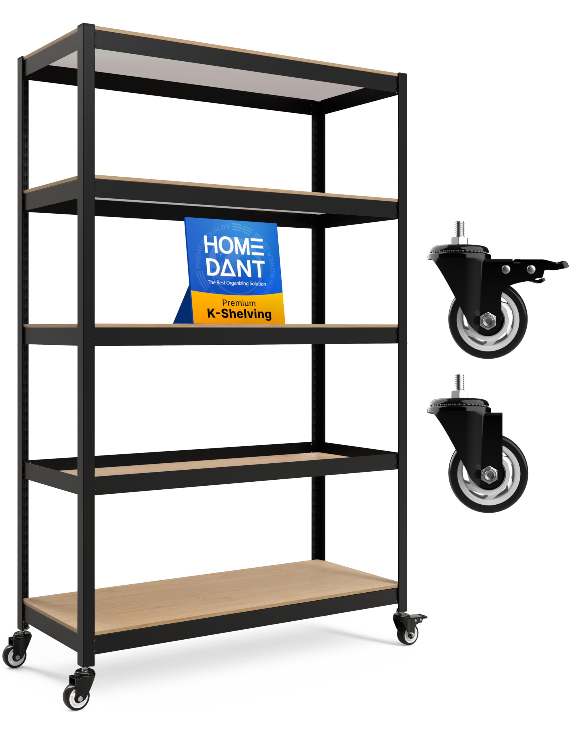 Photo 1 of HOMEDANT House 5-Tier Metal Boltless Rolling Cart Shelf Rack Casters Heavy Duty Wheel Shelving Unit Adjustable Utility Storage Shelves Organizer Shelf Kitchen Garage 48.1" W x 18.5" D x 75.4" H 1Pack