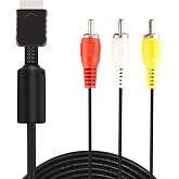 6Ft AV Cable for PS2 PS1 PS3, AV to RCA Composite Audio Video TV Cord Compatible with PlayStation 1 2 3