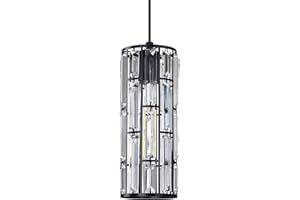 RAINLIGHTING Hanging Kitchen Island Modern Concise Crystal Pendant Light Fixture,Crystal Metal Chandelier Shade for Bar,Dining Room,Corridor,Living Room Over Sink (Black 1 Pack)