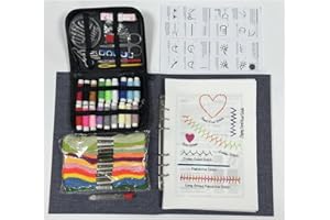Complete Embroidery Kit for Beginners with 10.8x8.1 Inch Embroidery Stitch Book, 24 Colors Thread, Tools & 2 Guides – Reusabl