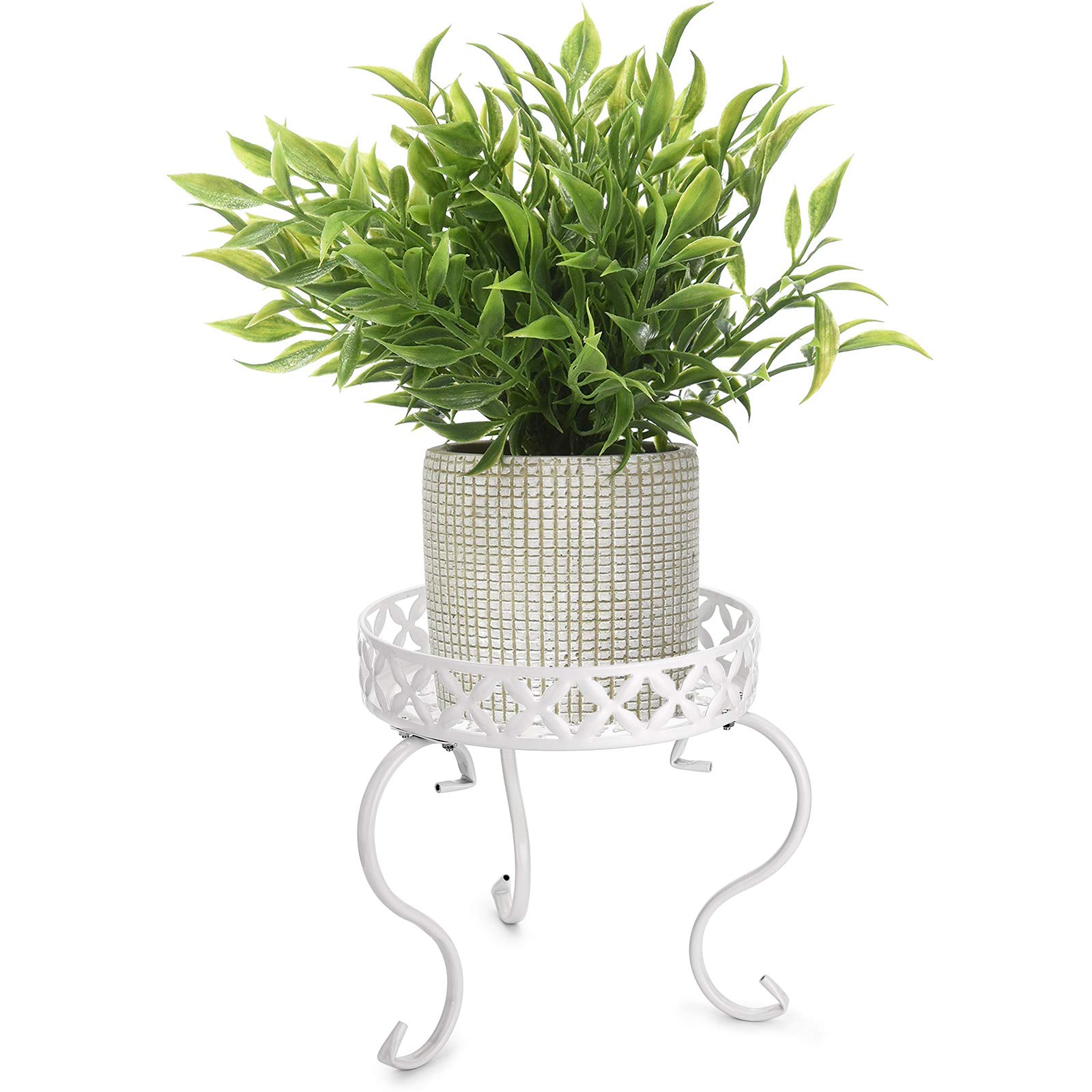 SUMNACON 1pc Art Metal Plant Stand, White (Not include plant)