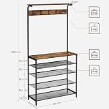 VASAGLE HSR408B01 Coat Rack Shoe Rack with 5 Double Hooks 5 Levels Vintage Brown view 6