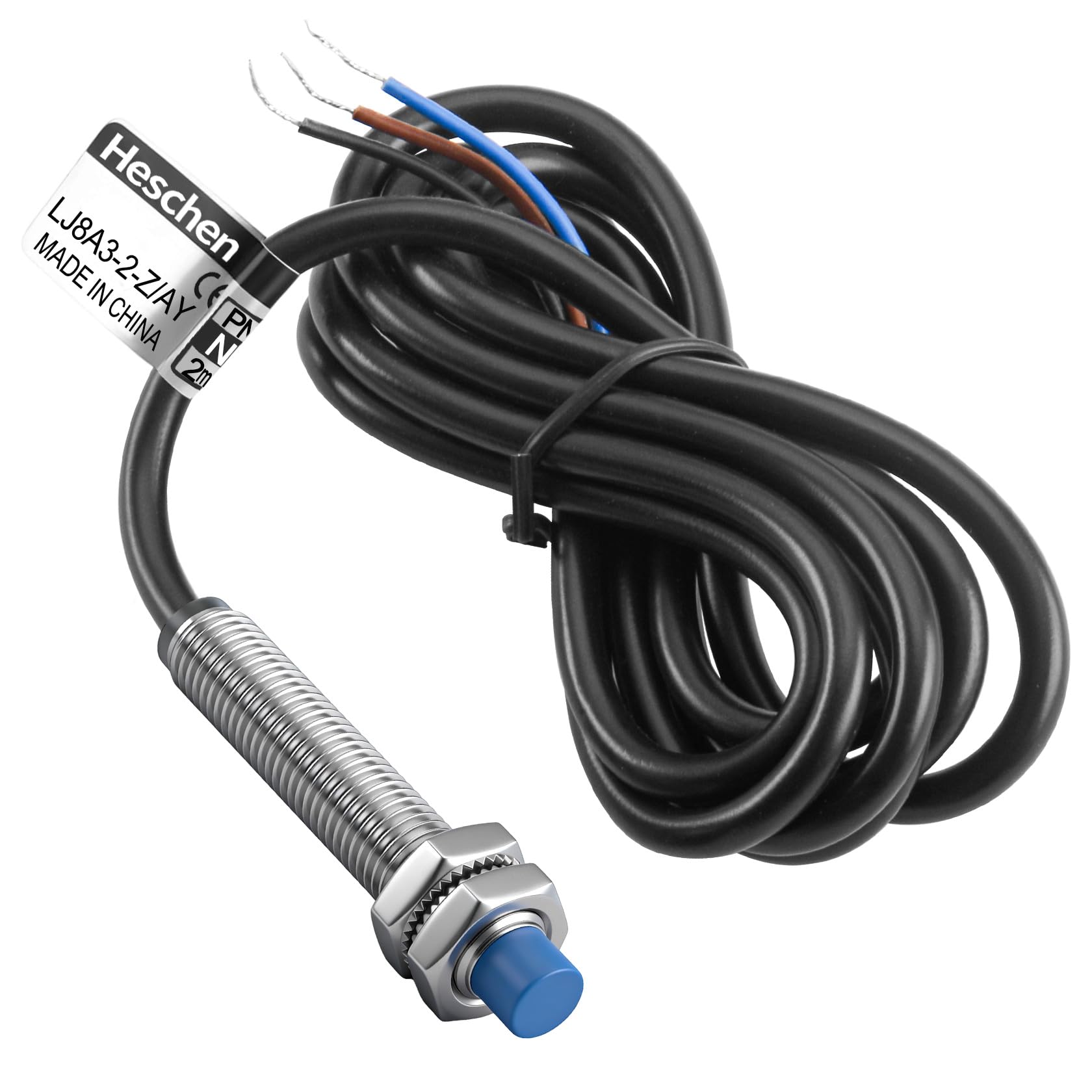Heschen M8 Inductive Proximity Sensor Switch Non-Shield Type LJ8A3-2-Z/AY Detector 2mm 10-30VDC 200mA PNP Normally Closed(NC) 3 Wire