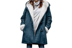 SMIDOW Womens Sherpa Lined Jackets Fashion Winter Fuzzy Fleece Hoodie Sweatshirt Casual Soft Cozy Horn Button Down Coats