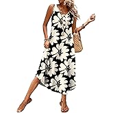WIHOLL Summer Dresses for Women 2026 Button Front Sleeveless Casual Midi Dress Beach Vacation Sundresses with Pockets