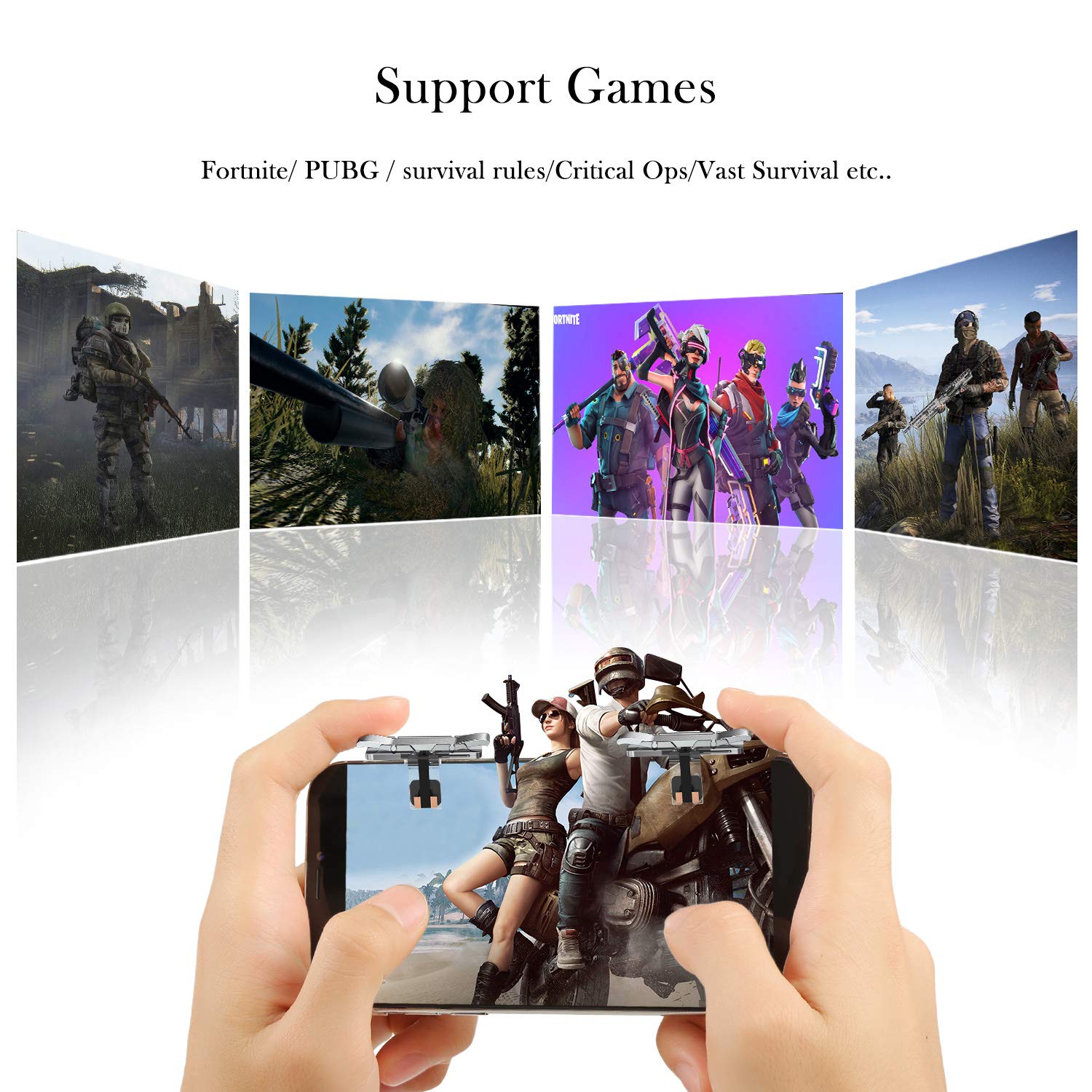 [4 Triggers] Fortnite PUBG Mobile Trigger -Mobile Game Controller Cellphone Game Trigger for Battle Royale/Fortnite/PUBG