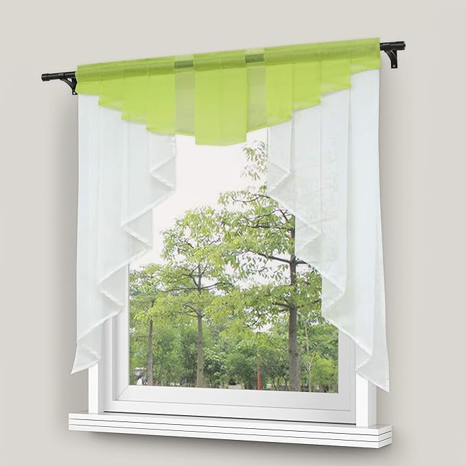 Yujiao Mao Kleinfenster Voiie Fenstergardine Scheibengardine mit Falten Grün BxH 100x100cm