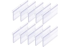 MEETORY 50 Pcs Plastic Wire Shelf Label Holders, 3" x 1.65" Clear Price Tag Holder with Double Snap Lock Closure - Reusable Plastic Basket Label Holders for Market, Retail Shop, and Pantry