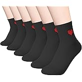 Jspupifip Women's Cute Ankle Crew Socks, 5/6 Pairs Novelty Fun Heart Casual Calf Sock, Cotton Athletic Running Socks 5.5-8.5