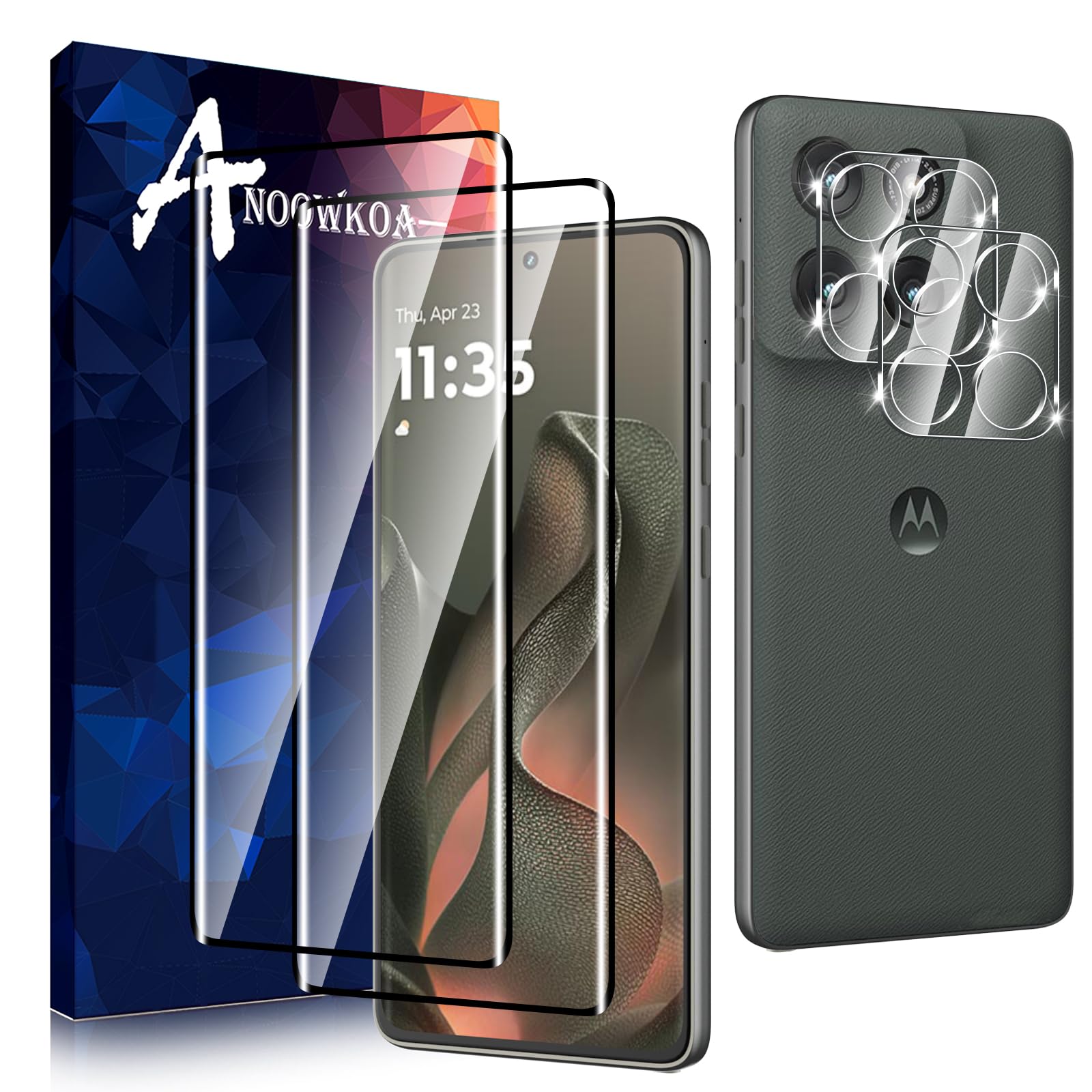 Photo 1 of Anoowkoa 2 Pack Designed for Motorola Edge 2025 3D Screen protector + [2 Pack] Moto Edge 2025 Camera Lens Tempered Glass protector.9H Hardness.Anti-Fingerprint.No Air-Bubbles.Easy Installation
