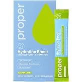 Proper Hydration Sticks &ndash; Electrolyte Powder Drink Mix Packets with Trace Minerals for Rapid Hydration &ndash; Naturally Flavored &ndash; No Artificial Sweeteners &ndash; Lemon Lime, 15 Servings