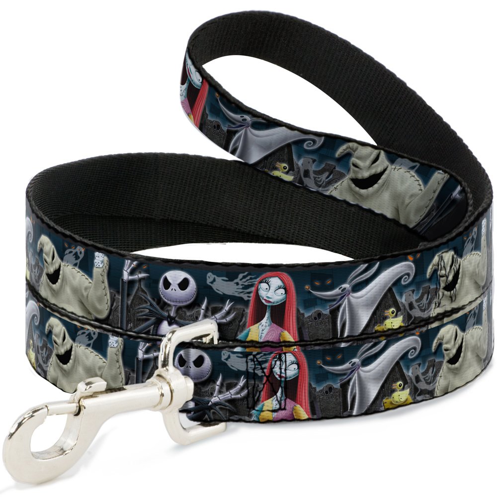 Dog Leash Nightmare Before Christmas 4 Character Group Cemetery Scene 6 Feet Long 1.5 Inch Wide