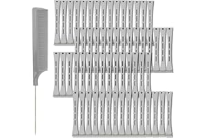 SHEHARUHI 60 Pieces Hair Perm Pods Plastic Perming Rods Cold Wave Rods Curlers Hair Rollers with 1 Pieces Steel Pintail for Hairdressing Styling(Grey, 1.5 Cm/0.59 Inch)