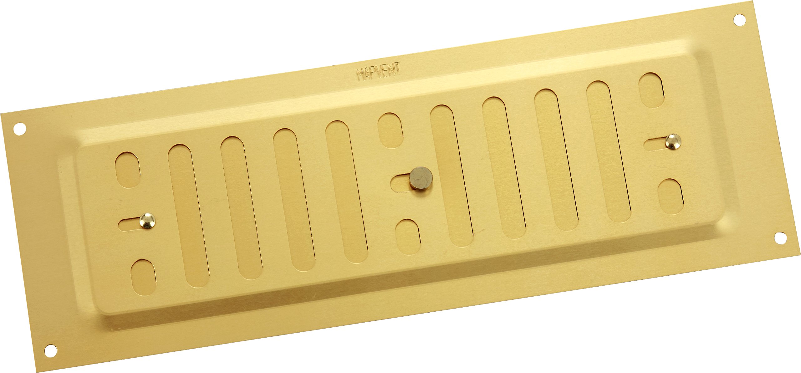 Map Aluminium Adjustable Air Vent for Openings 9" x 3" (229 x 76mm), Single Brick Hit & Miss Ventilation Metal Cover, Gold