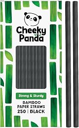 The Cheeky Panda Bamboo Paper Straws 250 Black Flexible Eco Friendly