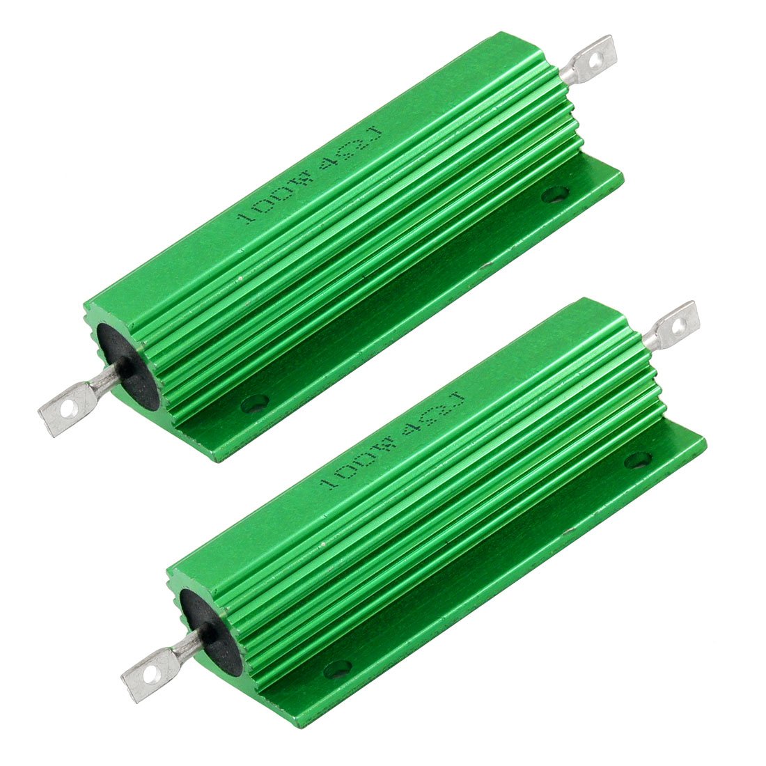 sourcing map 100W 4 Ohm Screw Tap Mounted Aluminum Housed Wirewound Resistors 2 Pcs