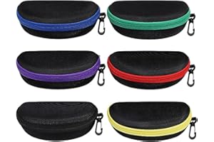 ZONLY 6 Pack Sunglasses Case Portable Travel Zipper Eyeglasses Case With Hook