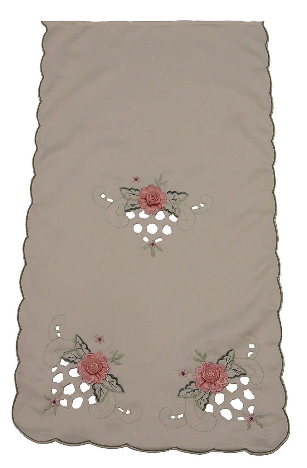 Giftsscotland Antimacassar Sofa Headrest Covers 4 Pink Rose Embroidery Cream Chair Backs Protectors Ma404