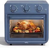 SMIRLY 6-in-1 Air Fryer Toaster Oven Combo, 27QT Toaster Oven - Blue | Toaster Ovens Countertop For Toast, Roast, Bake, Broil, Reheat and Warm, Fits 12" Pizza, 4 Lb Turkey, 6 Toast
