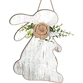 Britimes Easter Bunny Welcome Door Sign Easter Wooden Rabbit Shaped Hanging Decoration Spring Floral Wall Art Decor Rustic Farmhouse Decor for Front Door Home Wall Outdoor Hanging Decoration