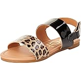 bebe Girls Sandals - Big girl and Toddler Girl Sandals with Durable Leather and Glitter Straps, Summer Dress Shoes for Girls