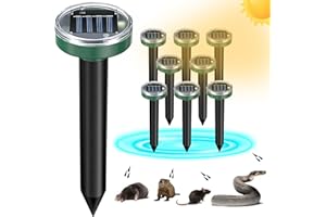 TIRGO 8 Pack Mole Repellent Solar Powered Snake Repellent Ultrasonic, Gopher Repeller Sonic Mole Deterrent Spikes, Snake Gopher Vole Repellent Outdoor for Lawn Garden & Yard-Green