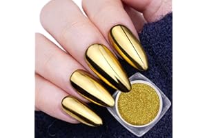PRETTY DIVA PrettyDiva Gold Chrome Nail Powder, Gold Chrome Powder Gold Nail Powder for Nails Mirror Nail Chrome Powders Nail Art Gold Chrome Powder Gold Nail Metallic Powder Decoration for DIY Nail Art, Craft